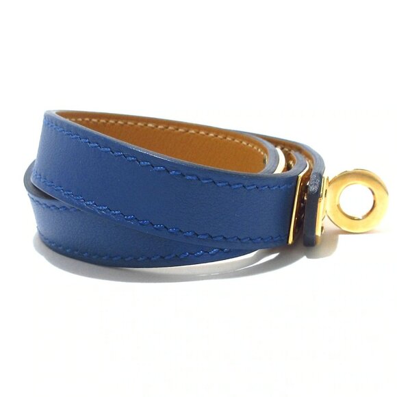 Auth HERMES Mini Kelly Double Tour - Blue Rose Gold Veau Swift Hardware W - Picture 3 of 6